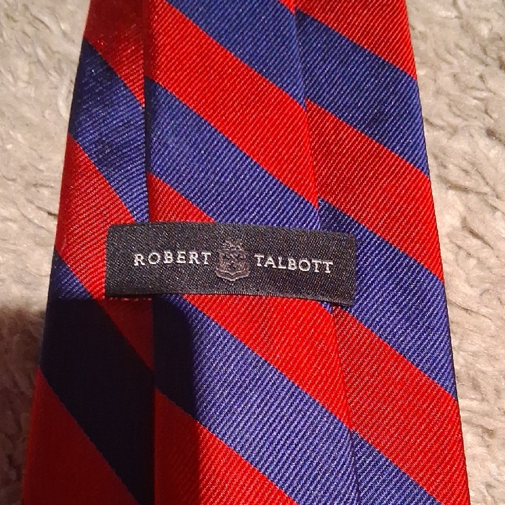 Robert Talbott Red And Blue Diagonal Striped Tie - image 2